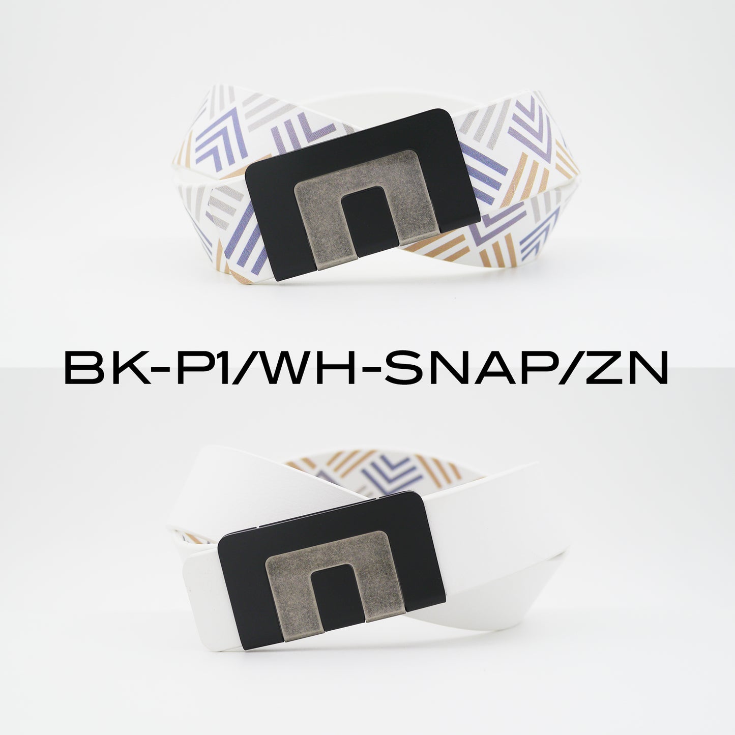 MIN BELT - BLACK BUCKLE, WHITE P1 STRAP